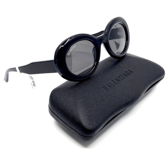 Balenciaga Black Oval Sunglasses - Picture 1 of 10